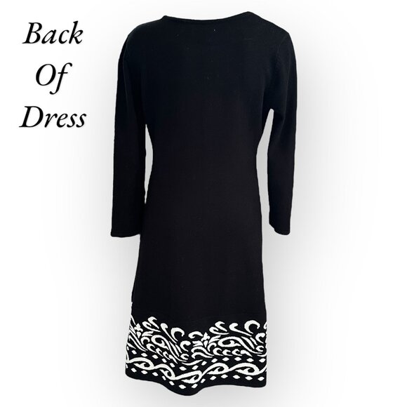 Jessica H Women's Black White Knit Sweater Dress Large - Picture 2 of 3
